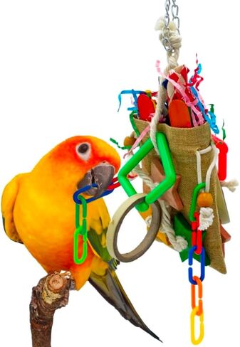 Bird Lucky Bag Toys - Bird Foraging Bag with Array of Chewable Toys for Small and Medium Parrot Cockatiels Parakeets Conures Quakers Caiques Pionus Senegals in Kuwait