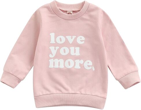 BeQeewll الرضع طفل بنين بنات Crewneck البلوز أحبك أكثر رسالة ملابس منقوشة بكم طويل البلوز قميص سترة بلايز in Kuwait
