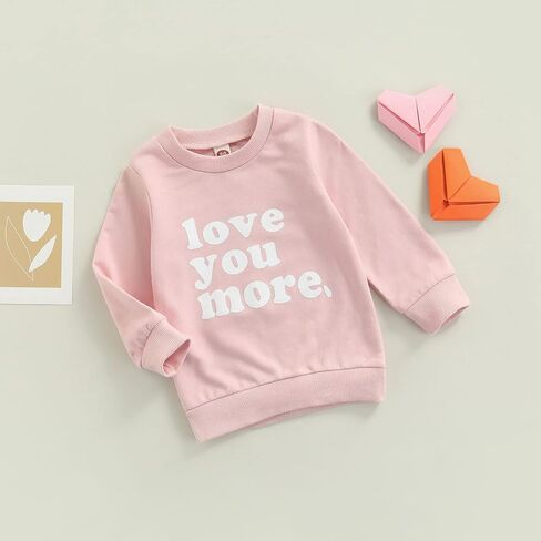 BeQeewll الرضع طفل بنين بنات Crewneck البلوز أحبك أكثر رسالة ملابس منقوشة بكم طويل البلوز قميص سترة بلايز in Kuwait