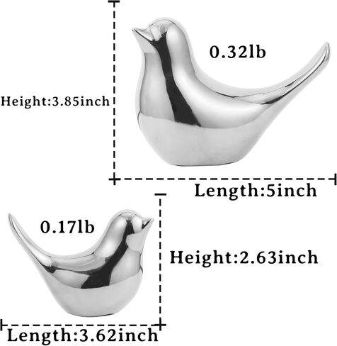 Bird Room Decor, Cute Home Office Living Room Desk House Mid Century Modern Bookshelf Decor Accents Ceramic Sculpture Decorations for Bedroom Muebles Para Salas De Casa Para La Sala White 2Pcs in Saudi Arabia
