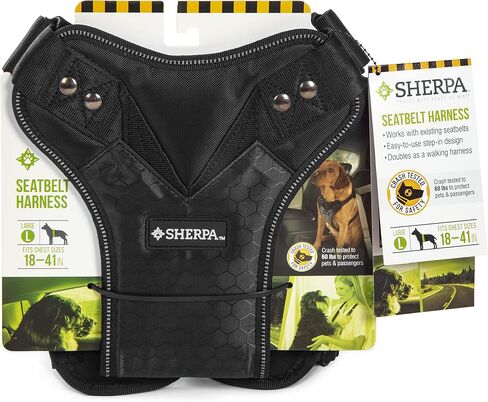 Sherpa Dog Harness, Built-in Quick Grab Handle, Padded - Black, Large in Kuwait