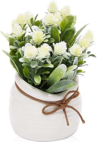Juvale Artificial Flowers with Small White Vase, Home Decoration (3.5 x 6 Inches) in Saudi Arabia
