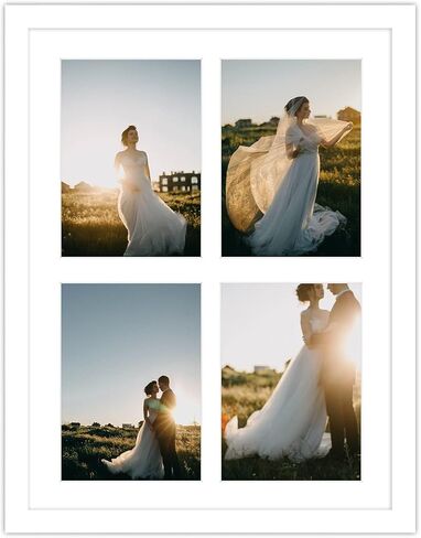 AUEAR، مجموعة إطارات صور مقاس 11 × 14 مكونة من 3 قطع، تعرض صورتين مقاس 5 × 7 مع حصيرة أو 11 × 14 بدون حصيرة، من الخشب الصلب والزجاج، إطارات صور لعرض الحائط، بني متعثر in Saudi Arabia