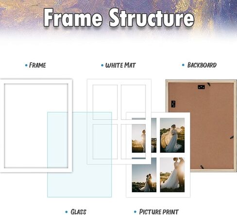 AUEAR، مجموعة إطارات صور مقاس 11 × 14 مكونة من 3 قطع، تعرض صورتين مقاس 5 × 7 مع حصيرة أو 11 × 14 بدون حصيرة، من الخشب الصلب والزجاج، إطارات صور لعرض الحائط، بني متعثر in Saudi Arabia