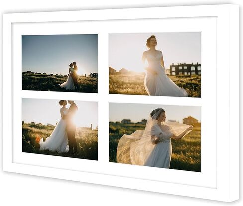 AUEAR، مجموعة إطارات صور مقاس 11 × 14 مكونة من 3 قطع، تعرض صورتين مقاس 5 × 7 مع حصيرة أو 11 × 14 بدون حصيرة، من الخشب الصلب والزجاج، إطارات صور لعرض الحائط، بني متعثر in Saudi Arabia