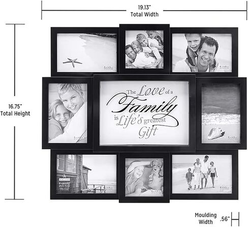 Malden International Designs The Love of a Family Dimensional Collage Black Picture Frame, 8 Option, 6-4x6 & 2-4x4, Black (8308-08) in Saudi Arabia