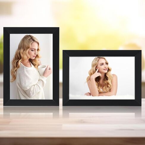 LBECUA 4x6 Picture Frame Set of 2, Wooden Picture Frames with HD Plexiglass Display Pictures 4x6, Horizontal and Vertical for Wall and Tabletop, Black in Kuwait