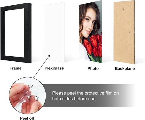 LBECUA 4x6 Picture Frame Set of 2, Wooden Picture Frames with HD Plexiglass Display Pictures 4x6, Horizontal and Vertical for Wall and Tabletop, Black in Kuwait