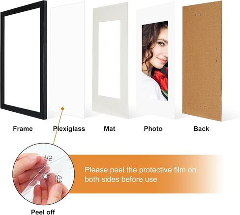 LBECUA 4x6 Picture Frame Set of 2, Wooden Picture Frames with HD Plexiglass Display Pictures 4x6, Horizontal and Vertical for Wall and Tabletop, Black in Kuwait