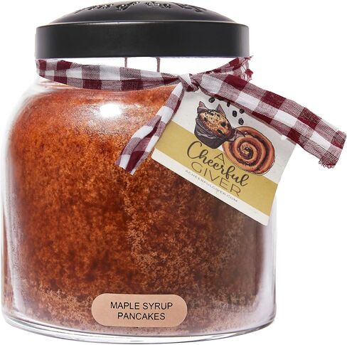 A Cheerful Giver - Maple Syrup Pancakes - 34oz Papa Scented Candle Jar with Lid - Keepers of the Light - 155 Hours of Burn Time, Gift for Women, Brown in Saudi Arabia