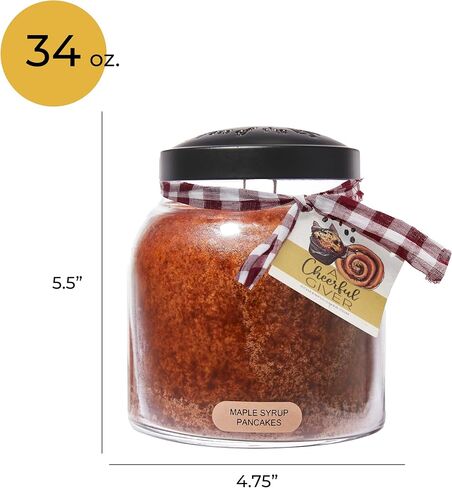 A Cheerful Giver - Maple Syrup Pancakes - 34oz Papa Scented Candle Jar with Lid - Keepers of the Light - 155 Hours of Burn Time, Gift for Women, Brown in Saudi Arabia