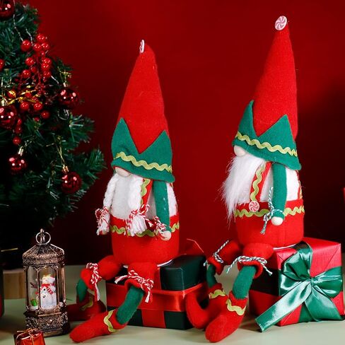 QuanYaaJoy Elf Gnomes Decorations, 2Pack Handmade Tomte Swedish Gnome Scandinavian Figurine Nordic Gnomes Plush Long Leg in Kuwait