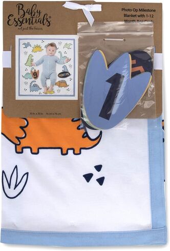 Baby Weekly, Monthly Milestone Blanket for Baby Boys and Girls with Month & Week Markers for Swaddling and Baby Photo Props (Dino Time) in Kuwait
