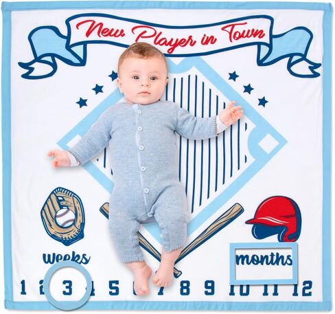Baby Weekly, Monthly Milestone Blanket for Baby Boys and Girls with Month & Week Markers for Swaddling and Baby Photo Props (Dino Time) in Kuwait