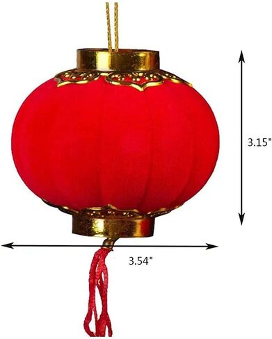Yuumluo Red Lanterns 16 Pcs Flocking Red Lanterns 3.15" X 3.54" Lucky Hanging Lanterns Decoration New Year Wedding Party Hang Mini Lantern Plastic Lanterns Wedding Decorations in Saudi Arabia