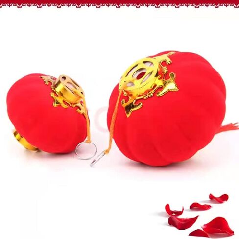 Yuumluo Red Lanterns 16 Pcs Flocking Red Lanterns 3.15" X 3.54" Lucky Hanging Lanterns Decoration New Year Wedding Party Hang Mini Lantern Plastic Lanterns Wedding Decorations in Saudi Arabia