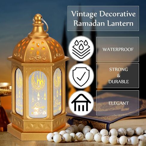 فانوس شمعة رمضان ليد عيد مبارك فانوس رمضان مبارك فوانيس ديكور نجمة القمر رمضان كريم أضواء ليد ديكور عتيق معلق لديكور المنزل والحفلات (12 قطعة) in Kuwait