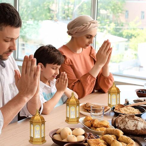 فانوس شمعة رمضان ليد عيد مبارك فانوس رمضان مبارك فوانيس ديكور نجمة القمر رمضان كريم أضواء ليد ديكور عتيق معلق لديكور المنزل والحفلات (12 قطعة) in Kuwait