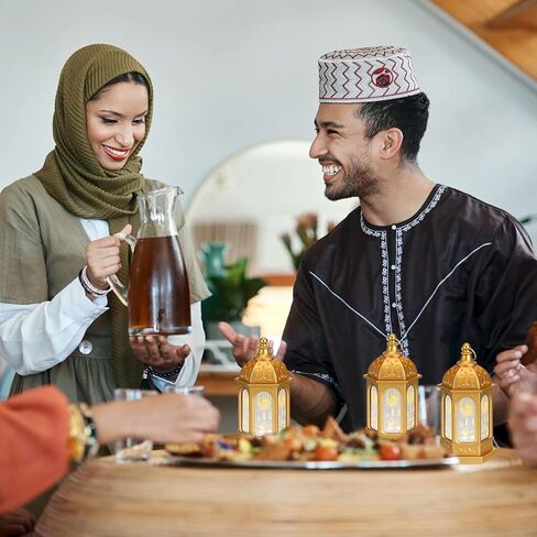 فانوس شمعة رمضان ليد عيد مبارك فانوس رمضان مبارك فوانيس ديكور نجمة القمر رمضان كريم أضواء ليد ديكور عتيق معلق لديكور المنزل والحفلات (12 قطعة) in Kuwait