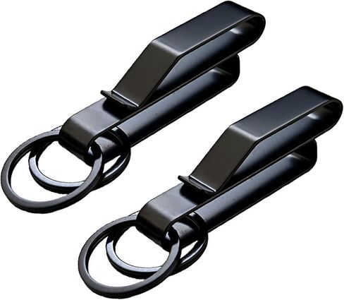 BONGQIAQIA 2 Pack Duty Belt Key Holder, Stainless Steel Tactical Stealth Belt Key Clip Loop Key Ring Holder for Police Handicuff/Fire Agencies/Law Enforcement with Detachable Keyring in Saudi Arabia