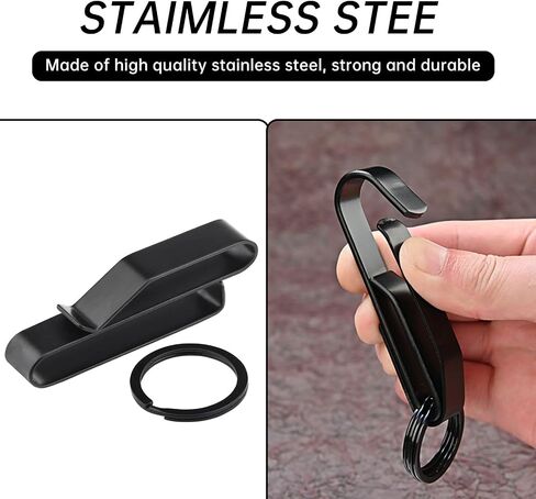BONGQIAQIA 2 Pack Duty Belt Key Holder, Stainless Steel Tactical Stealth Belt Key Clip Loop Key Ring Holder for Police Handicuff/Fire Agencies/Law Enforcement with Detachable Keyring in Saudi Arabia