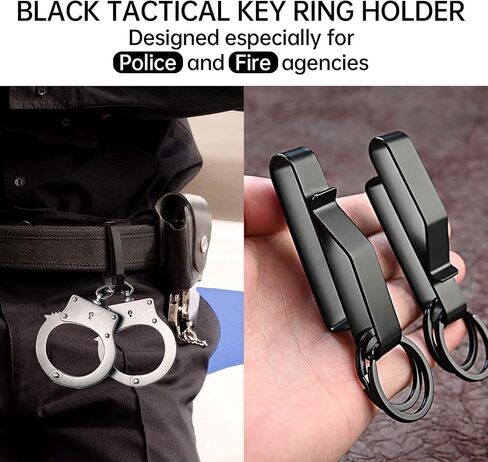 BONGQIAQIA 2 Pack Duty Belt Key Holder, Stainless Steel Tactical Stealth Belt Key Clip Loop Key Ring Holder for Police Handicuff/Fire Agencies/Law Enforcement with Detachable Keyring in Saudi Arabia