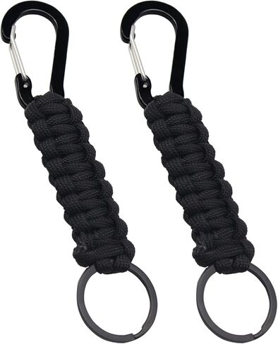 قطعتان من شماعة سلسلة المفاتيح مع سلسلة خطافات وحامل خطاف لعربة الأطفال شديد التحمل لزجاجة المياه في الهواء الطلق، والمشي لمسافات طويلة، والشواء، وحقيبة الظهر باللون الأسود in Kuwait