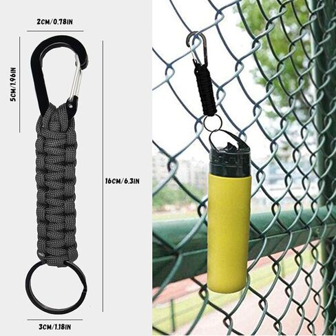 قطعتان من شماعة سلسلة المفاتيح مع سلسلة خطافات وحامل خطاف لعربة الأطفال شديد التحمل لزجاجة المياه في الهواء الطلق، والمشي لمسافات طويلة، والشواء، وحقيبة الظهر باللون الأسود in Kuwait