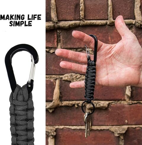 قطعتان من شماعة سلسلة المفاتيح مع سلسلة خطافات وحامل خطاف لعربة الأطفال شديد التحمل لزجاجة المياه في الهواء الطلق، والمشي لمسافات طويلة، والشواء، وحقيبة الظهر باللون الأسود in Kuwait