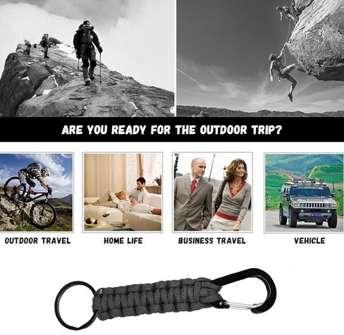 قطعتان من شماعة سلسلة المفاتيح مع سلسلة خطافات وحامل خطاف لعربة الأطفال شديد التحمل لزجاجة المياه في الهواء الطلق، والمشي لمسافات طويلة، والشواء، وحقيبة الظهر باللون الأسود in Kuwait