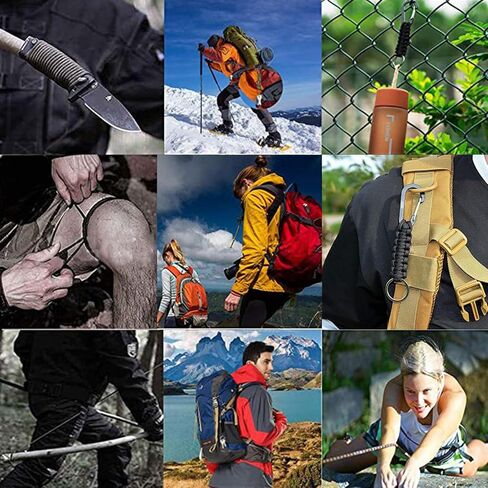 قطعتان من شماعة سلسلة المفاتيح مع سلسلة خطافات وحامل خطاف لعربة الأطفال شديد التحمل لزجاجة المياه في الهواء الطلق، والمشي لمسافات طويلة، والشواء، وحقيبة الظهر باللون الأسود in Kuwait