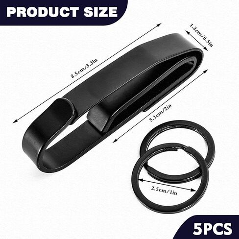 Yisheme Duty Belt Key Holder, Key Clip for Belt, Stainless Steel Tactical Stealth Key Holder for Police and Fire Agencies (5Pack), Black, 4.5*1.0*0.5 IN in Kuwait