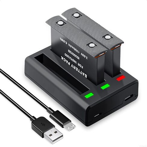 عبوتان من بطاريات 1800 مللي أمبير في الساعة لكاميرا Insta360 ONE X2 ومحور شاحن USB سريع ثلاثي القنوات لبطارية Insta360 ONE X2 (البطارية غير مقاومة للماء) in Kuwait