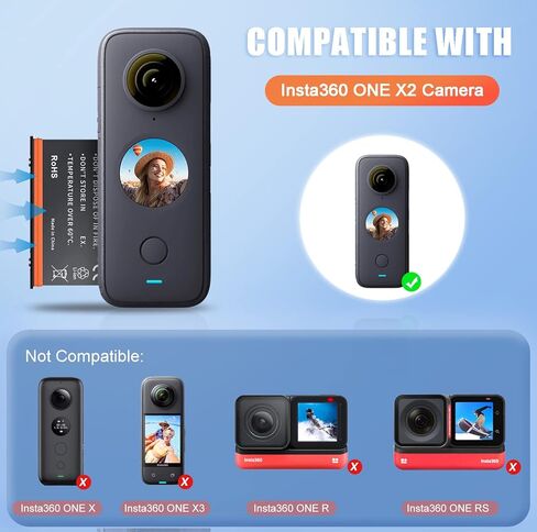 عبوتان من بطاريات 1800 مللي أمبير في الساعة لكاميرا Insta360 ONE X2 ومحور شاحن USB سريع ثلاثي القنوات لبطارية Insta360 ONE X2 (البطارية غير مقاومة للماء) in Kuwait