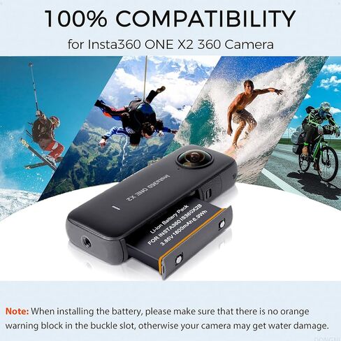 عبوتان من بطاريات 1800 مللي أمبير في الساعة لكاميرا Insta360 ONE X2 ومحور شاحن USB سريع ثلاثي القنوات لبطارية Insta360 ONE X2 (البطارية غير مقاومة للماء) in Kuwait