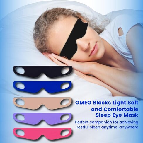 قناع نوم OMEO، قناع عين ناعم ومريح للنوم، ضروري للسفر، قناع نوم يحجب الضوء، بليندر عيون ليلي رفيع للغاية، أغطية عين للنوم، متوسط، أسود in Kuwait