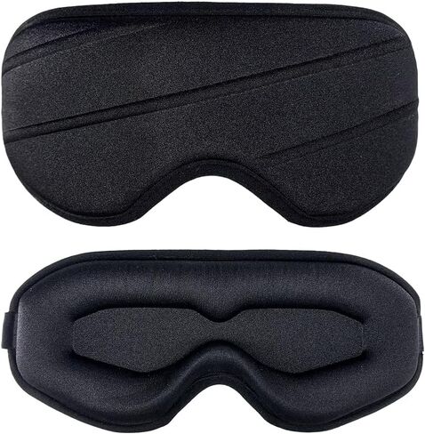 Sireck Sleep Eye Mask,100% Light Blocking Sleep Mask for Men Women,15MM Depth Zero Pressure 3D Night Eye Cover for Travel, Nap, Shift Work, Includes Travel Pouch, Black in Kuwait