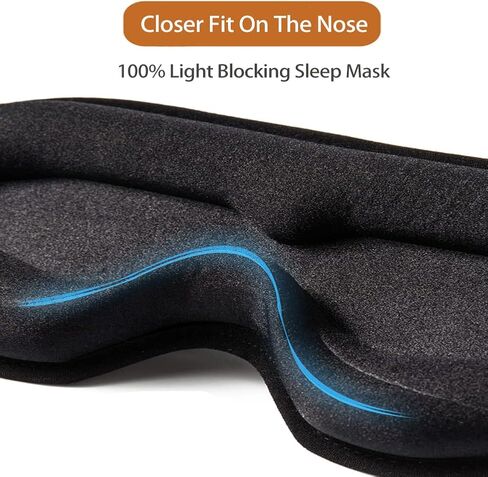 Sireck Sleep Eye Mask,100% Light Blocking Sleep Mask for Men Women,15MM Depth Zero Pressure 3D Night Eye Cover for Travel, Nap, Shift Work, Includes Travel Pouch, Black in Kuwait