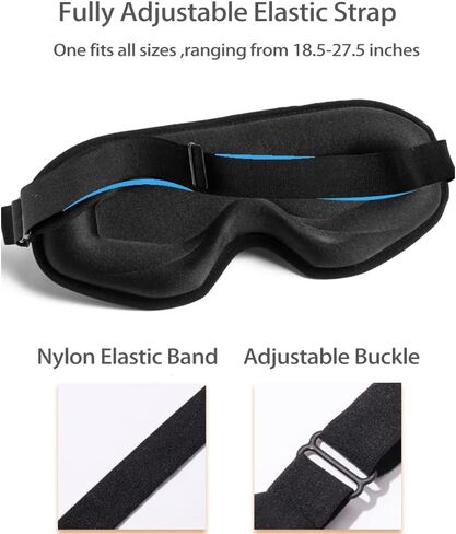 Sireck Sleep Eye Mask,100% Light Blocking Sleep Mask for Men Women,15MM Depth Zero Pressure 3D Night Eye Cover for Travel, Nap, Shift Work, Includes Travel Pouch, Black in Kuwait