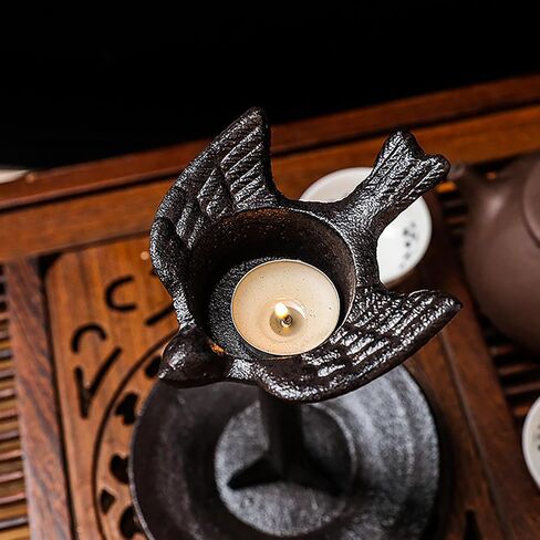THE WUJII Rustic Bird Iron Candle Holder, Black Metal Candlestick Holder for Table Decor, Tea Lights and Taper Candle Holders in Saudi Arabia