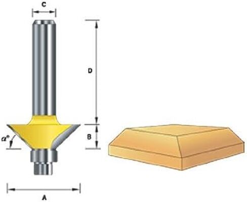 Kempston 306461 Chamfer Bit, 1/2-Inch Shank, 1-7/8-Inch Cutting Diameter, 1-Inch Cutting Length, 45 Degrees in Kuwait