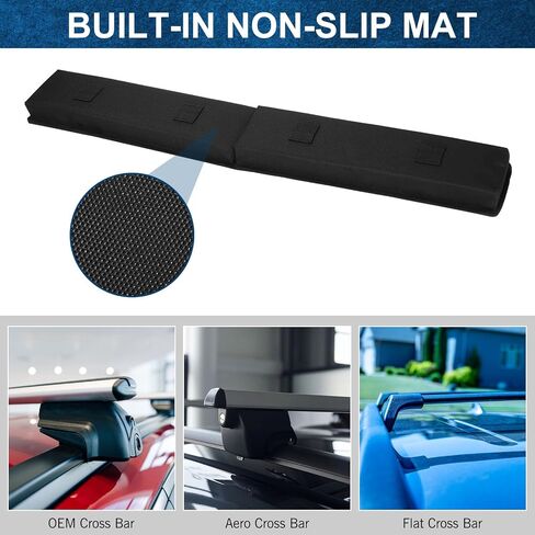 Datanly Universal Soft Roof Rack Pads Kayak Carrier Surfboard Windsurfing Car Racks for Snowboard Canoe with 2 Pcs 15ft Tie Down Straps 2 Pcs 15ft Tie Down Rope 2 Quick Loop Strap 1 Storage Bag, Black in Saudi Arabia