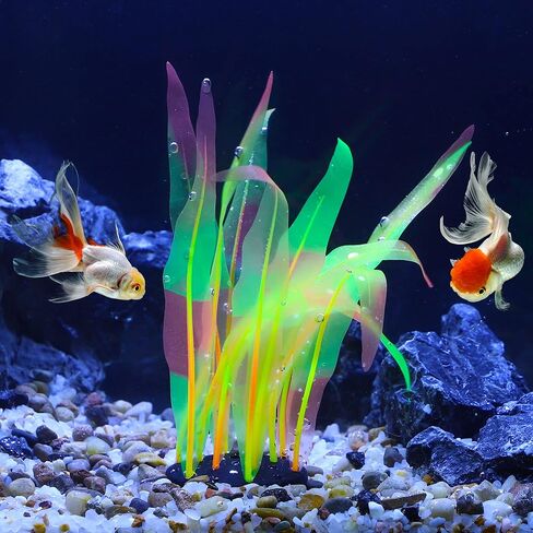 VOCOSTE Soft Silicone Glowing Aquatic Artificial Seaweed, Fluorescence Aquarium Kelp for Fish Tank Decoration, Pink in Saudi Arabia