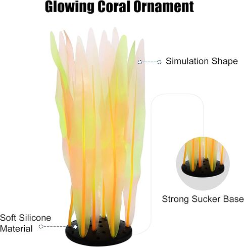 VOCOSTE Soft Silicone Glowing Aquatic Artificial Seaweed, Fluorescence Aquarium Kelp for Fish Tank Decoration, Pink in Saudi Arabia