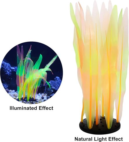 VOCOSTE Soft Silicone Glowing Aquatic Artificial Seaweed, Fluorescence Aquarium Kelp for Fish Tank Decoration, Pink in Saudi Arabia