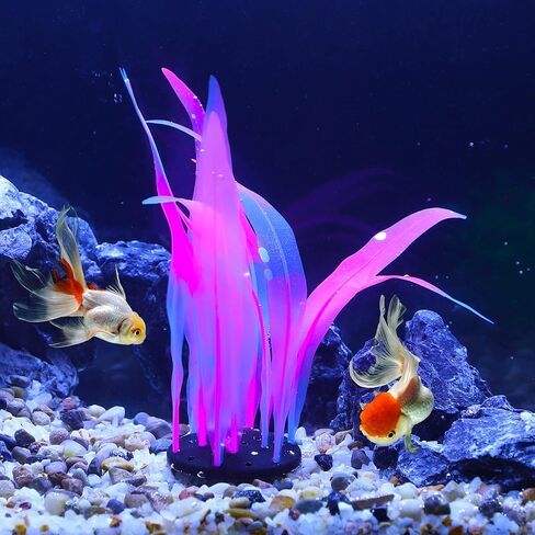 VOCOSTE Soft Silicone Glowing Aquatic Artificial Seaweed, Fluorescence Aquarium Kelp for Fish Tank Decoration, Pink in Saudi Arabia