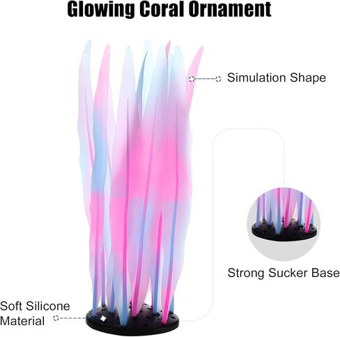 VOCOSTE Soft Silicone Glowing Aquatic Artificial Seaweed, Fluorescence Aquarium Kelp for Fish Tank Decoration, Pink in Saudi Arabia
