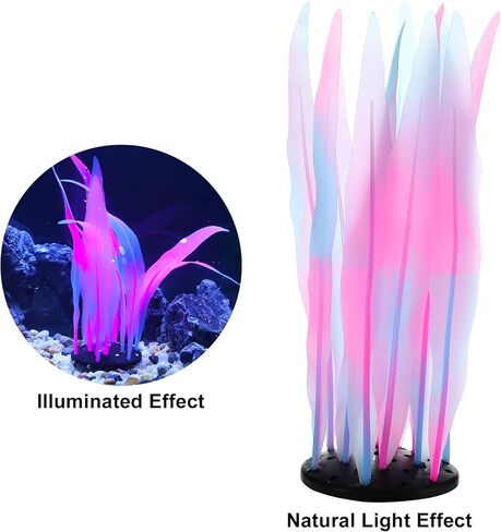 VOCOSTE Soft Silicone Glowing Aquatic Artificial Seaweed, Fluorescence Aquarium Kelp for Fish Tank Decoration, Pink in Saudi Arabia