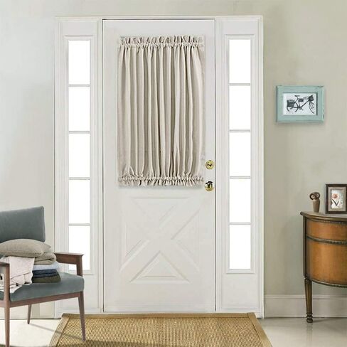 ستارة باب فرنسية من الكتان الصناعي من Lazzzy، ستارة بيج معزولة حراريًا، ستارة مدخل كريمية، لوحة واحدة للانزلاق باب زجاجي 40 بوصة مع رباط خلفي، بيج رمادي in Kuwait