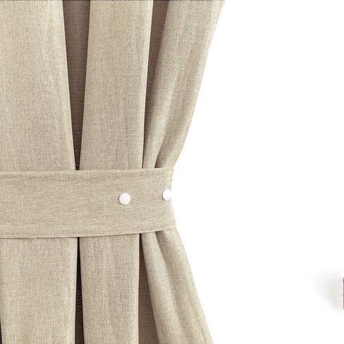 ستارة باب فرنسية من الكتان الصناعي من Lazzzy، ستارة بيج معزولة حراريًا، ستارة مدخل كريمية، لوحة واحدة للانزلاق باب زجاجي 40 بوصة مع رباط خلفي، بيج رمادي in Kuwait